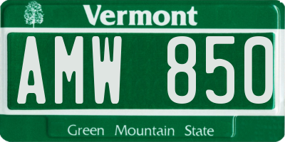 VT license plate AMW850