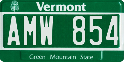 VT license plate AMW854