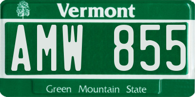 VT license plate AMW855