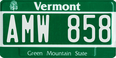 VT license plate AMW858