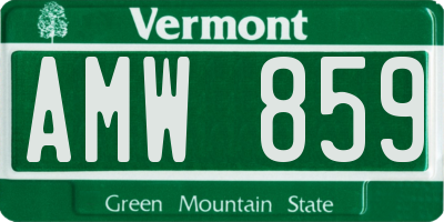 VT license plate AMW859