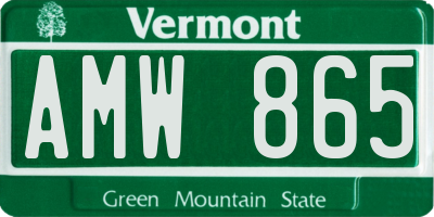VT license plate AMW865