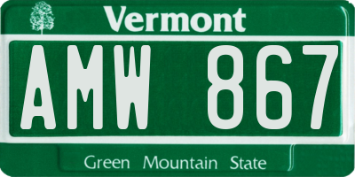 VT license plate AMW867