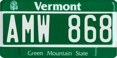 VT license plate AMW868