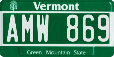 VT license plate AMW869