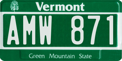 VT license plate AMW871