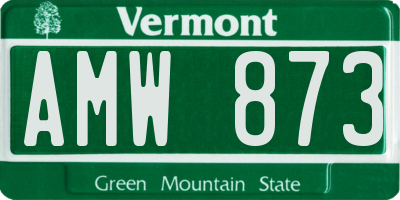 VT license plate AMW873