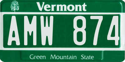 VT license plate AMW874