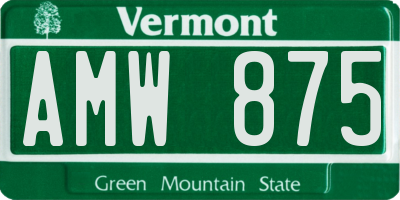 VT license plate AMW875