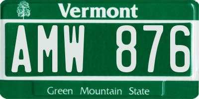 VT license plate AMW876