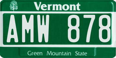 VT license plate AMW878
