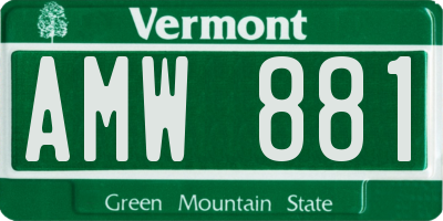 VT license plate AMW881
