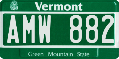 VT license plate AMW882