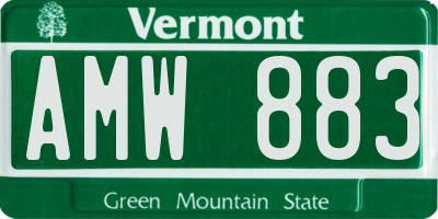 VT license plate AMW883