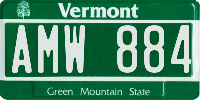 VT license plate AMW884