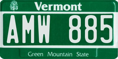 VT license plate AMW885