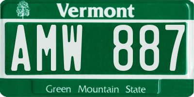 VT license plate AMW887
