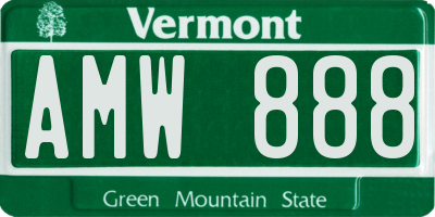 VT license plate AMW888
