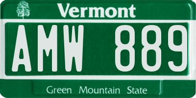 VT license plate AMW889