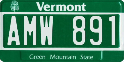 VT license plate AMW891