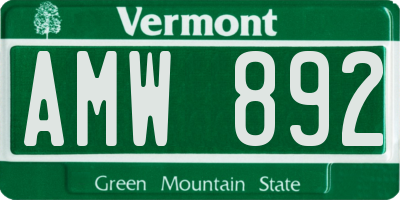 VT license plate AMW892
