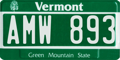 VT license plate AMW893