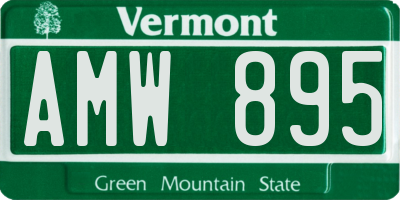 VT license plate AMW895