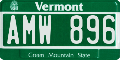 VT license plate AMW896