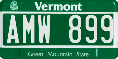 VT license plate AMW899