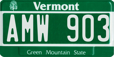 VT license plate AMW903