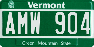 VT license plate AMW904
