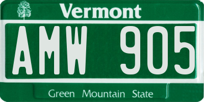 VT license plate AMW905