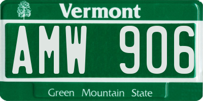 VT license plate AMW906