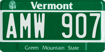VT license plate AMW907