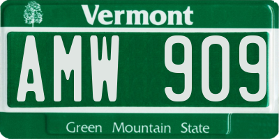 VT license plate AMW909