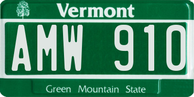 VT license plate AMW910