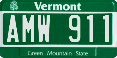 VT license plate AMW911