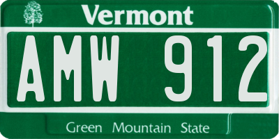 VT license plate AMW912