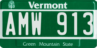 VT license plate AMW913