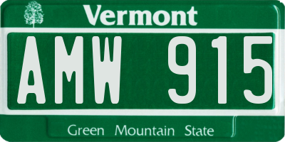 VT license plate AMW915