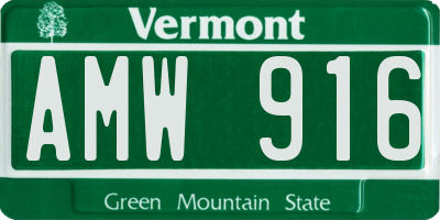 VT license plate AMW916