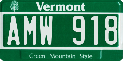 VT license plate AMW918