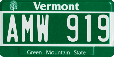 VT license plate AMW919