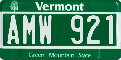 VT license plate AMW921