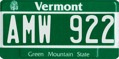 VT license plate AMW922