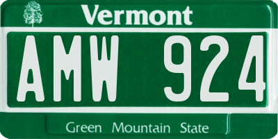 VT license plate AMW924