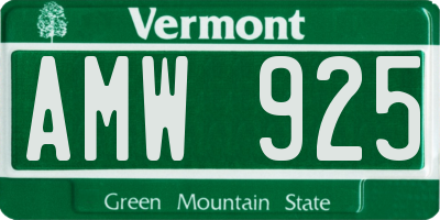 VT license plate AMW925