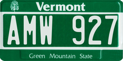 VT license plate AMW927