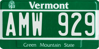 VT license plate AMW929