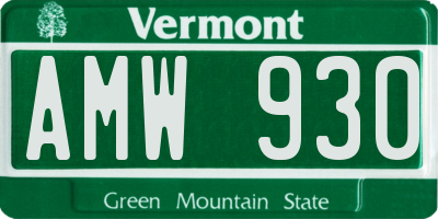 VT license plate AMW930